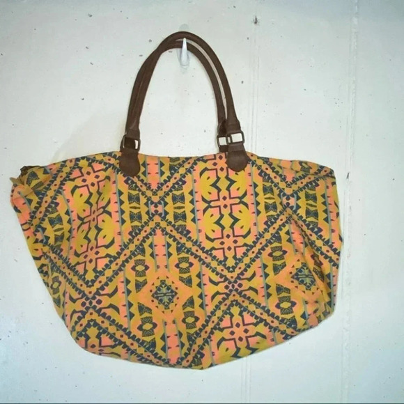 Bohemian mustard yellow large duffle bag‎ - Picture 3 of 6